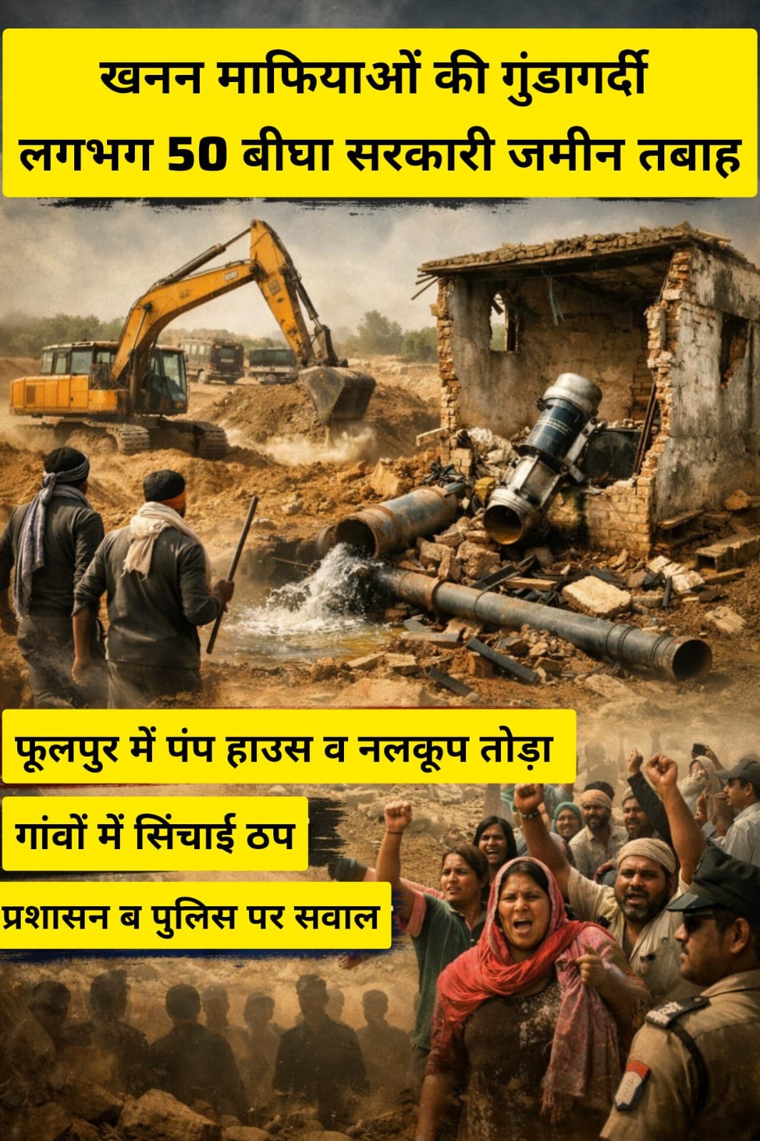 खनन माफियाओं की गुंडागर्दी, 50 बीघा सरकारी जमीन तबाह!