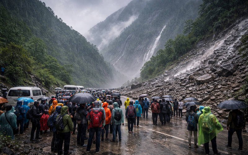 उत्तर सिक्किम में बारिश और भूस्खलन का कहर, चुंगथांग में 200 तक पर्यटक फंसे