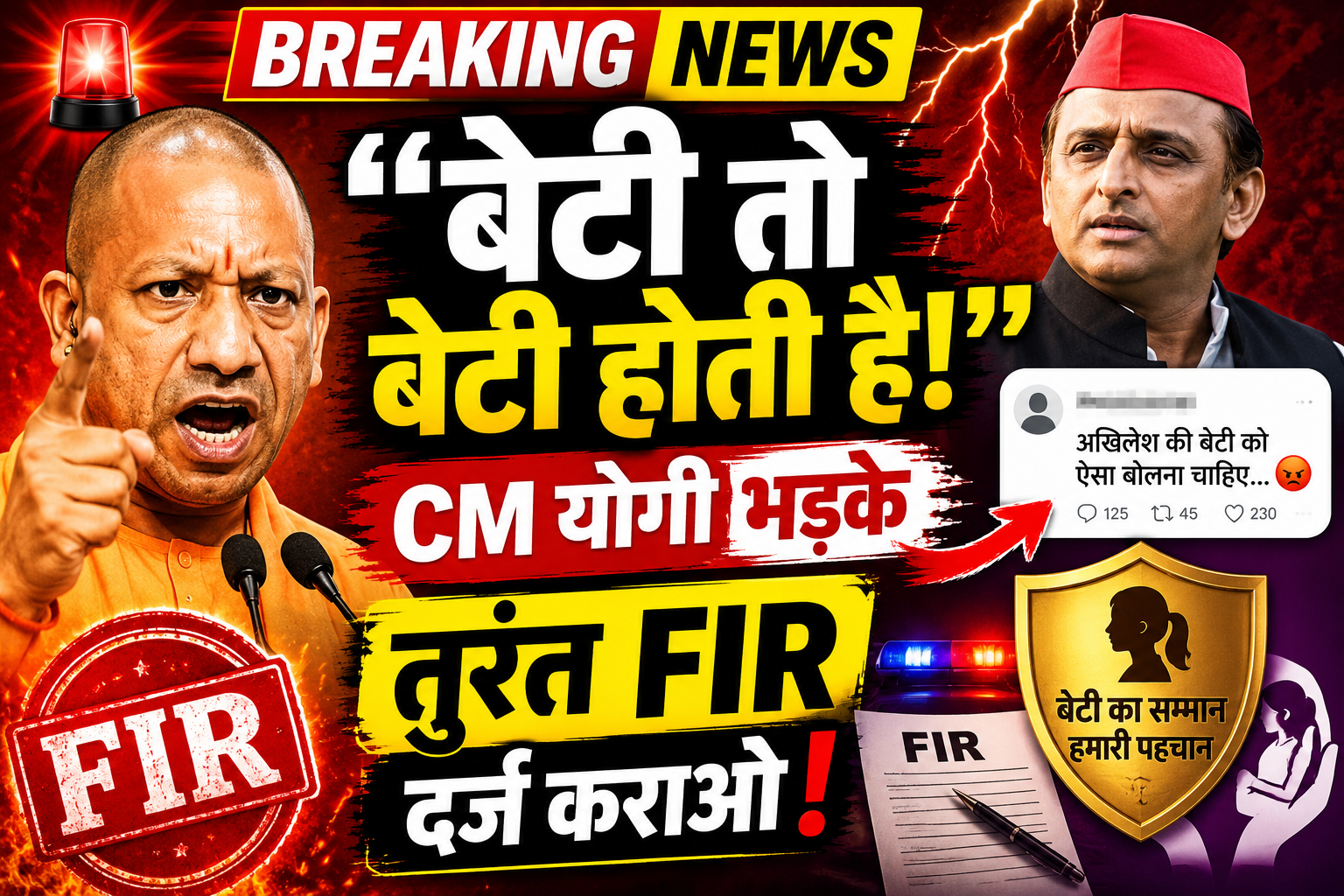 बेटी पर अभद्र टिप्पणी से गरमाई राजनीति: सीएम योगी बोले- “बेटी तो बेटी होती है, तुरंत FIR दर्ज कराओ”