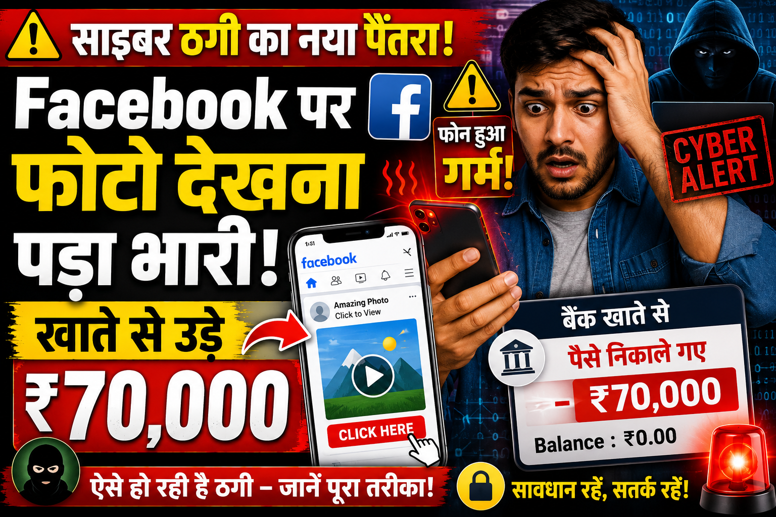 🚨 साइबर ठगी का नया जाल: Facebook पर फोटो देखते ही फोन हुआ हैक, खाते से उड़ गए 70 हजार रुपये