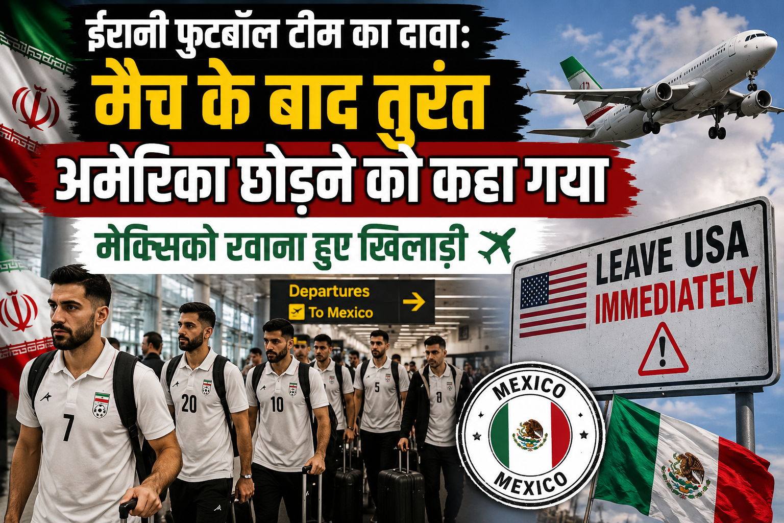 ⚽ ईरानी फुटबॉल टीम का दावा: मैच के बाद तुरंत अमेरिका छोड़ने को कहा गया, मेक्सिको रवाना हुए खिलाड़ी