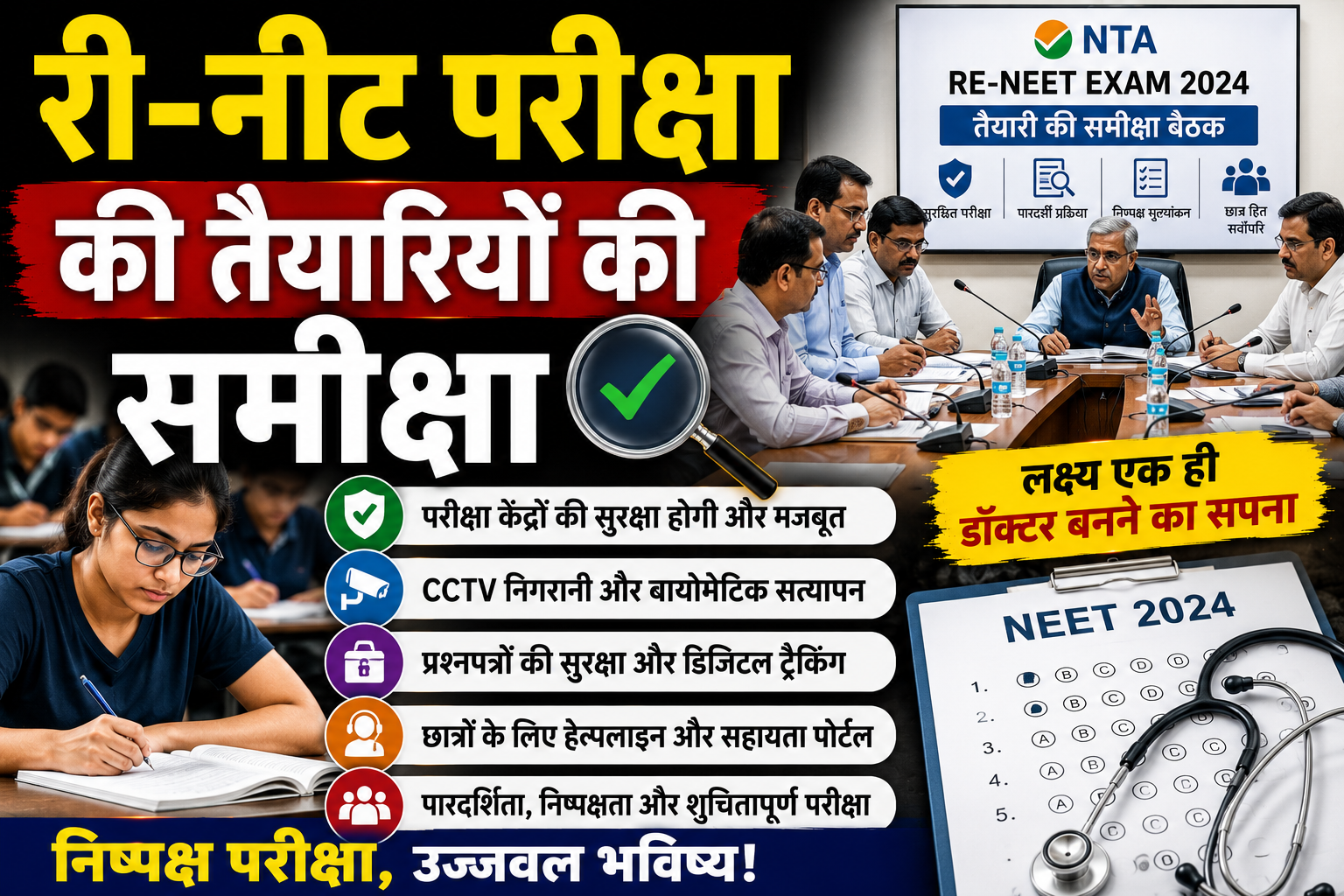📚 री-नीट परीक्षा  की तैयारियों की समीक्षा: पारदर्शिता और निष्पक्षता सुनिश्चित करने पर जोर
