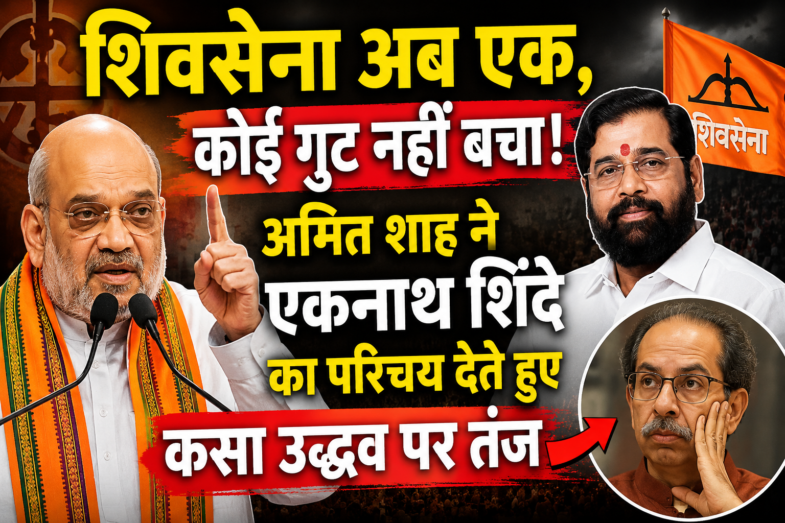 शिवसेना अब एक, कोई गुट नहीं बचा; अमित शाह ने एकनाथ शिंदे का परिचय देते हुए कसा उद्धव पर तंज