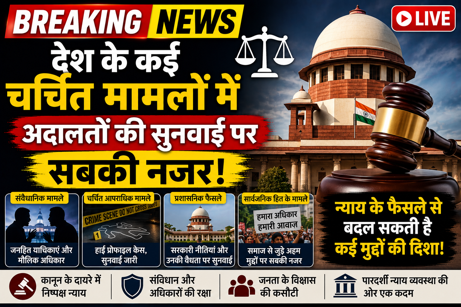 देश के कई चर्चित मामलों में अदालतों की सुनवाई पर सबकी नजर: न्यायिक फैसलों से तय होगी कई मुद्दों की दिशा