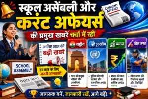 📰 स्कूल असेंबली और करंट अफेयर्स में गूंजीं देश-दुनिया की बड़ी खबरें, व्यापार और खेल जगत की गतिविधियों पर रही खास नजर