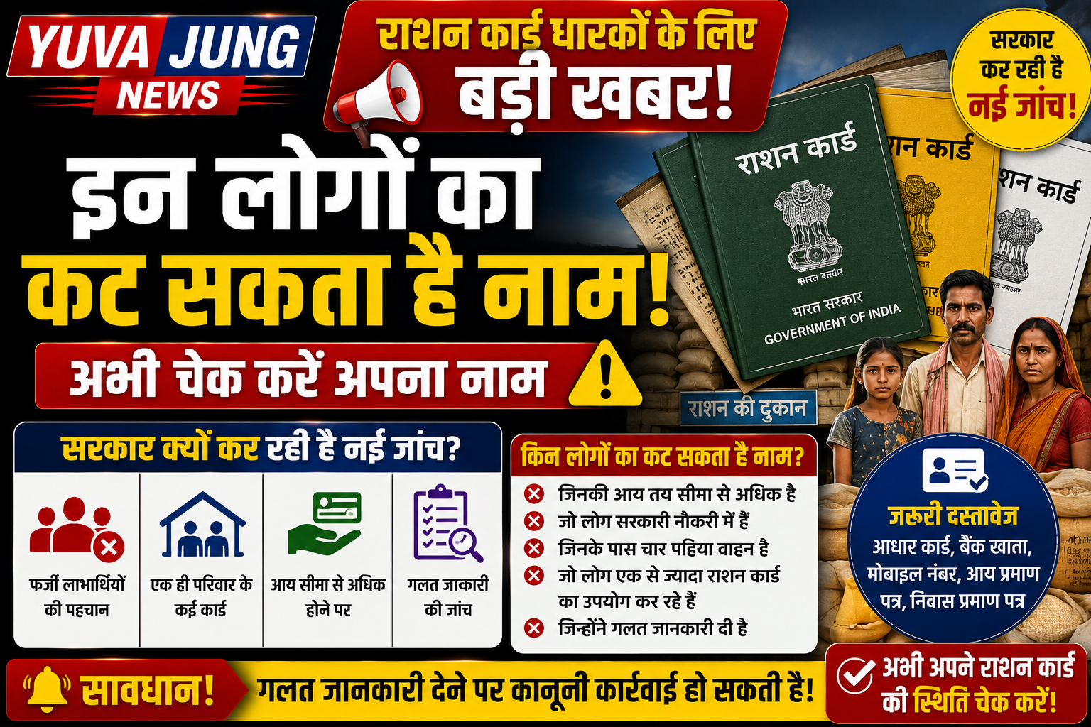 राशन कार्ड धारकों के लिए बड़ी खबर! सरकार कर रही है नई जांच, इन लोगों का कट सकता है नाम