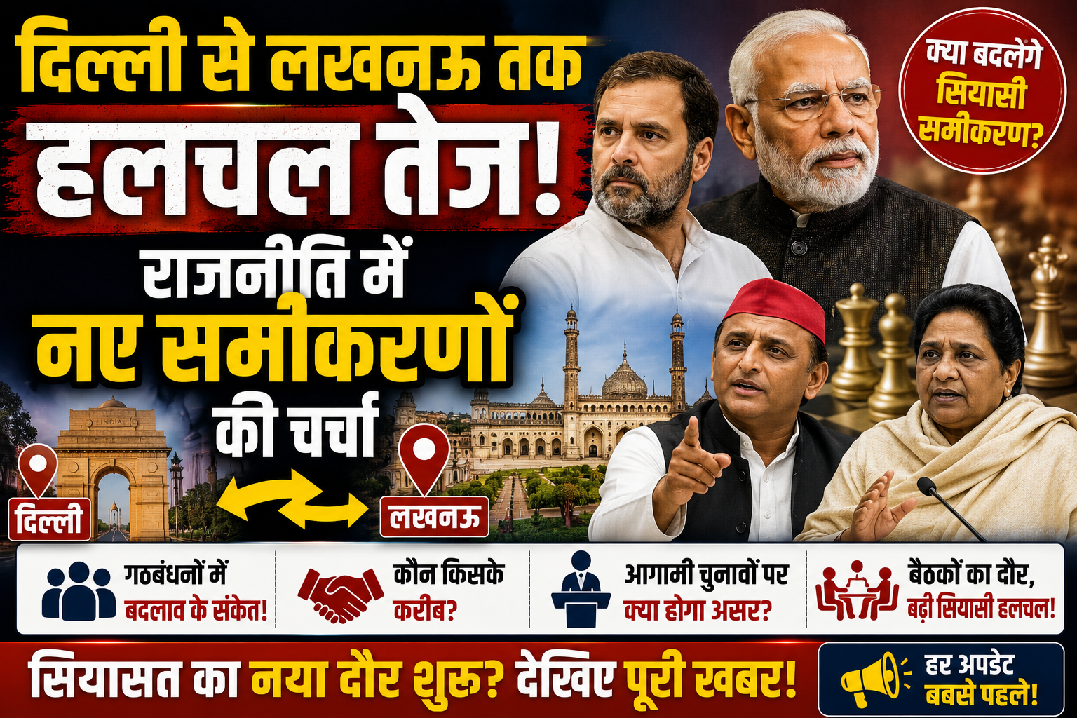 दिल्ली से लखनऊ तक हलचल तेज! राजनीति में नए समीकरणों की चर्चा”