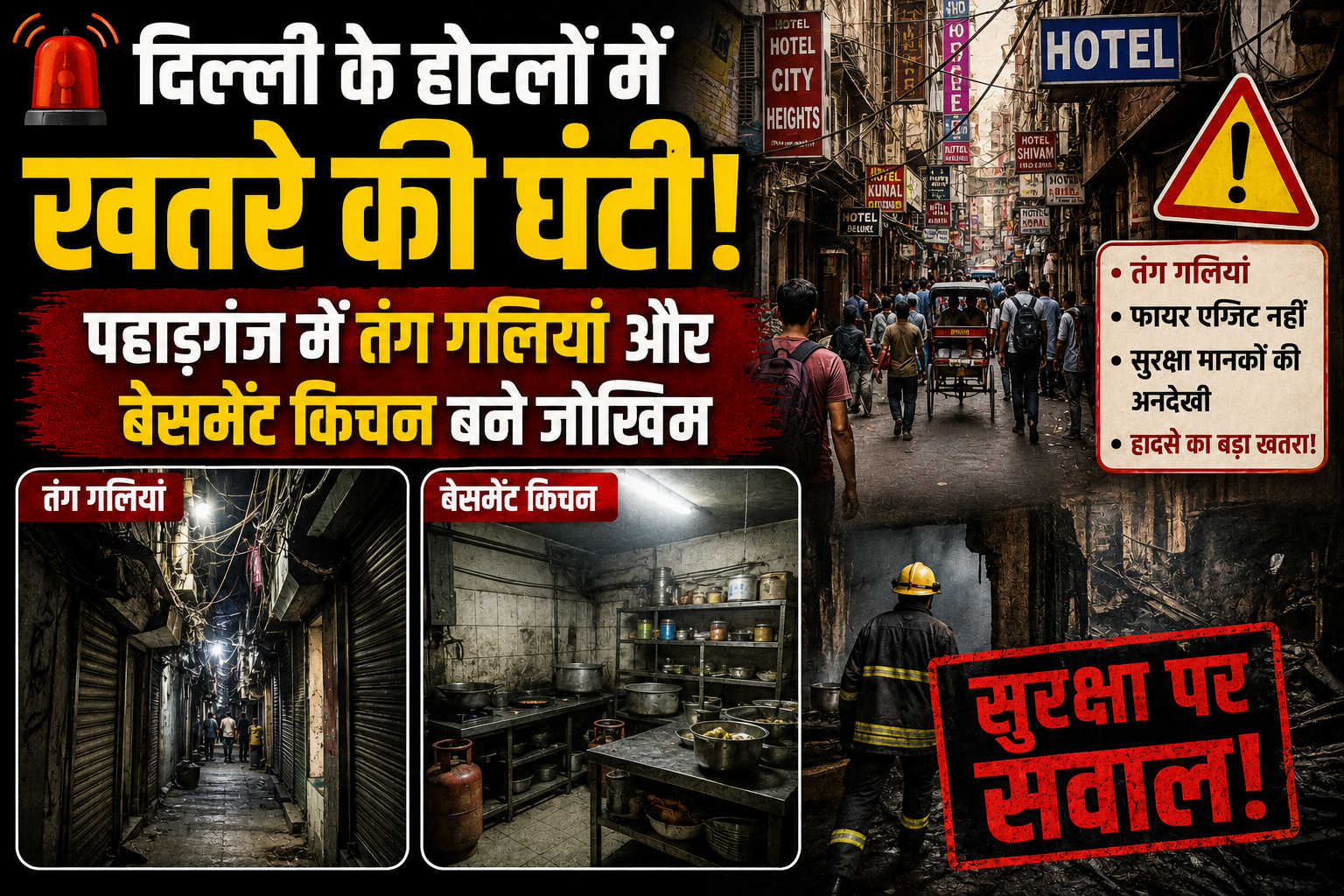 दिल्ली के होटलों में खतरे की घंटी: पहाड़गंज में तंग गलियां और बेसमेंट किचन बने जोखिम
