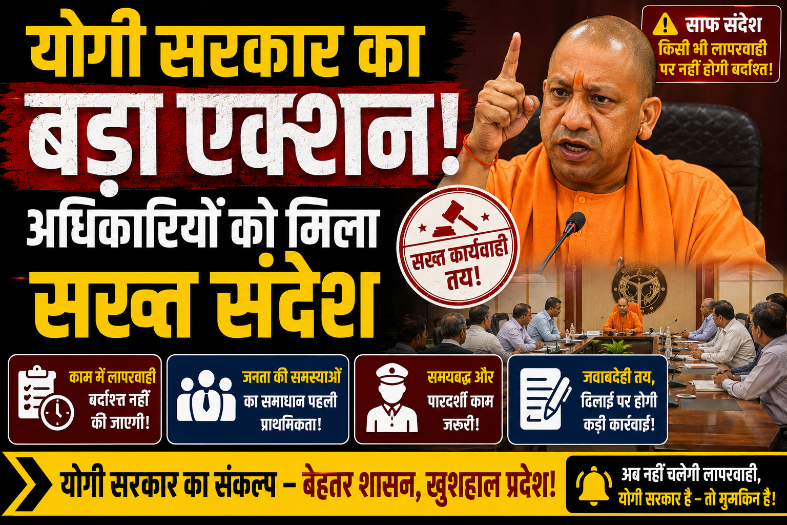योगी सरकार का बड़ा एक्शन! अधिकारियों को मिला सख्त संदेश”