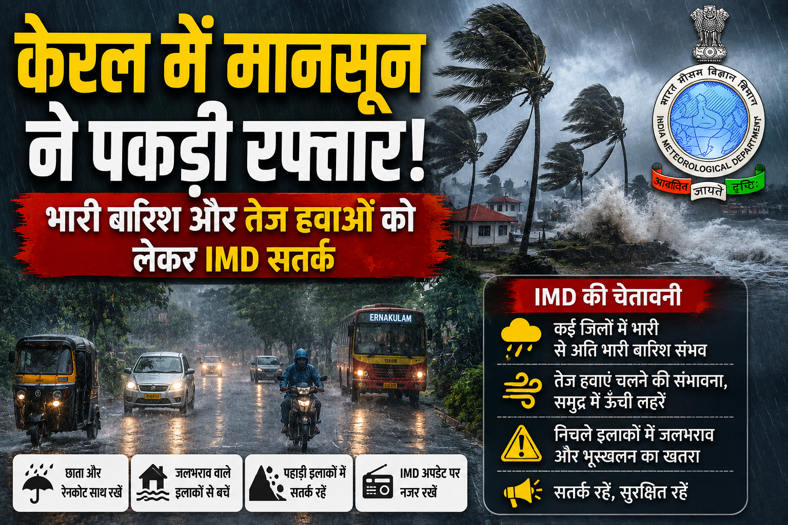 Monsoon Updates: केरल में झमाझम बारिश, तीन जिलों में ऑरेंज अलर्ट; हवा की गति और मानसून पर IMD का बड़ा अपडेट